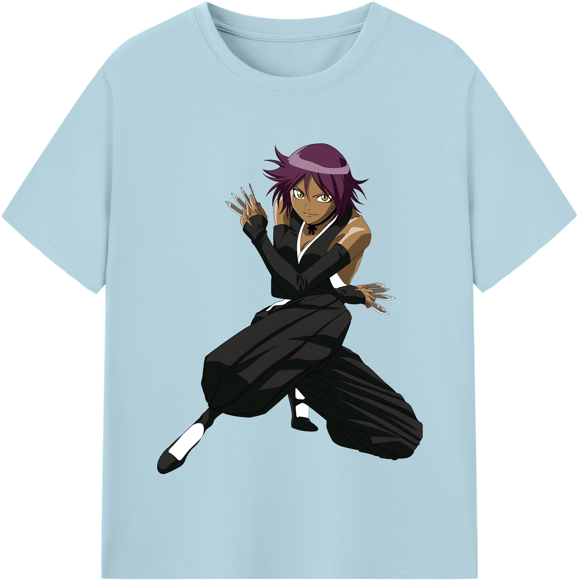 （画像用） ブリーチ 四楓院 夜一（しほういん よるいち） BLEACH Shihouin Yoruichi 綿100％半袖Tシャツ（フロントプリント）